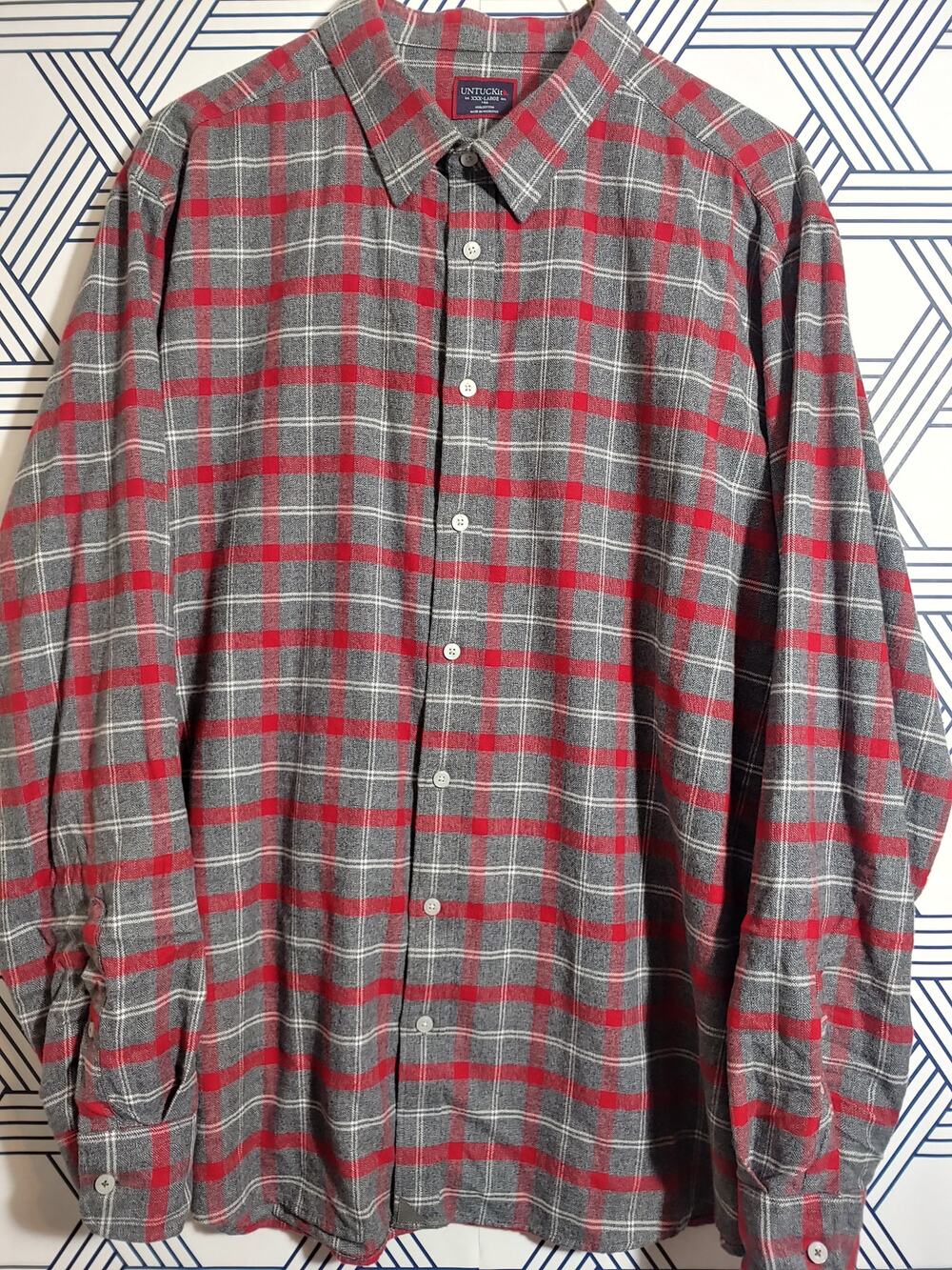 Mens Untuckit Plaid Flannel Button Front Size XXXL
